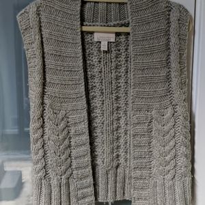 Grey cable knit sweater vest